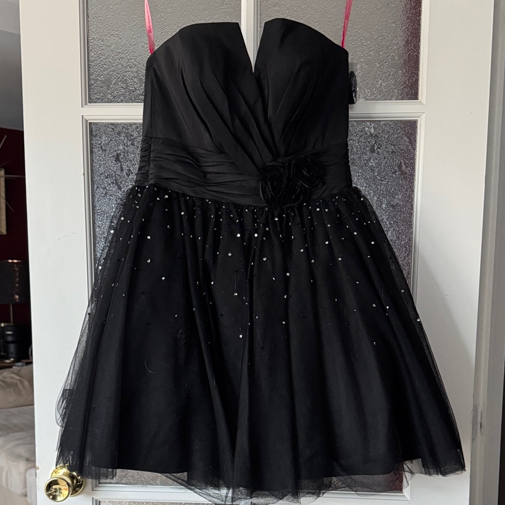 Maggie Sottero Black Sparkly Prom Dress
